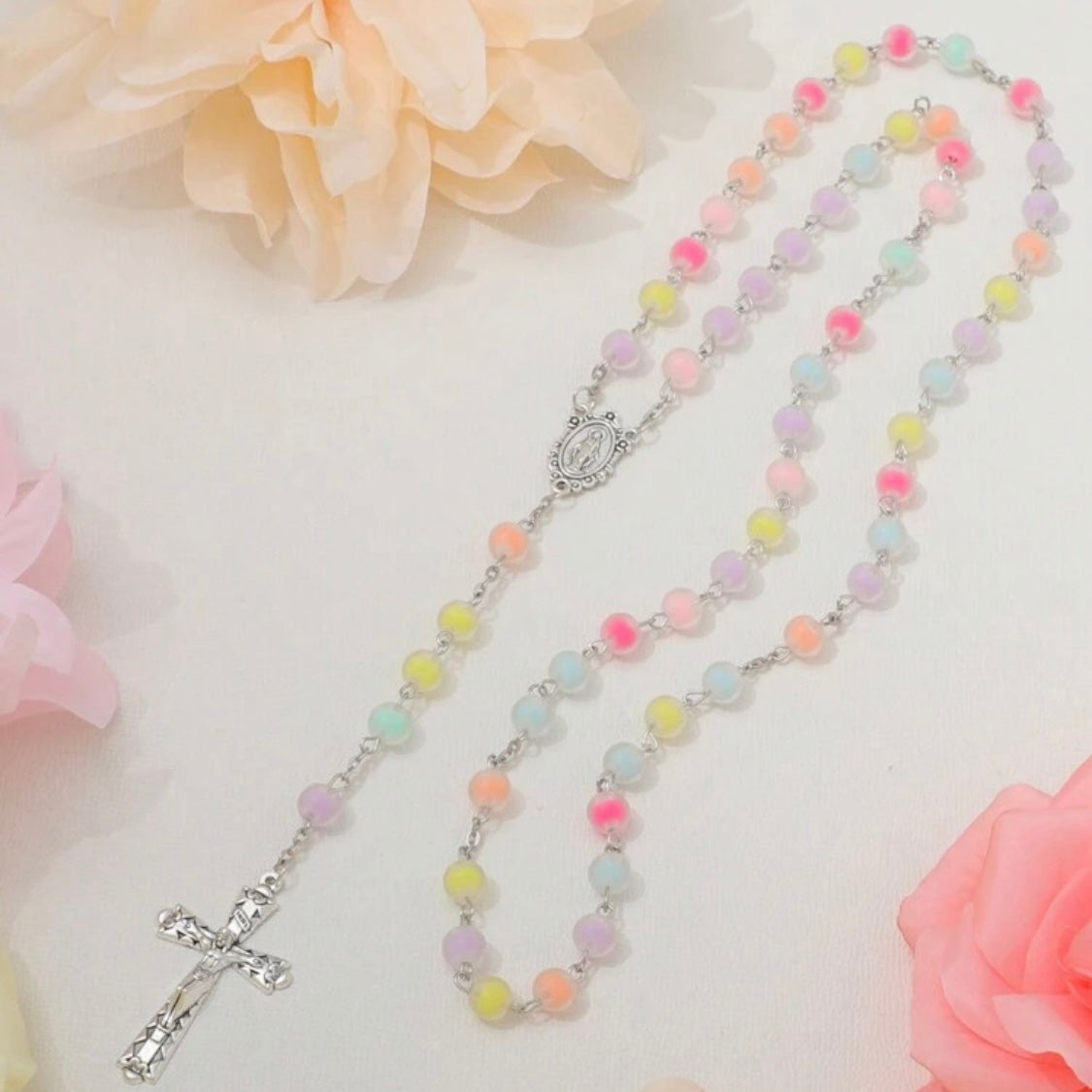 Miraculous Medal colorful 8mm Beads Rosary(This rosary is on back order only). Expect it to arrive within 2 weeks. Thank you for your patience.