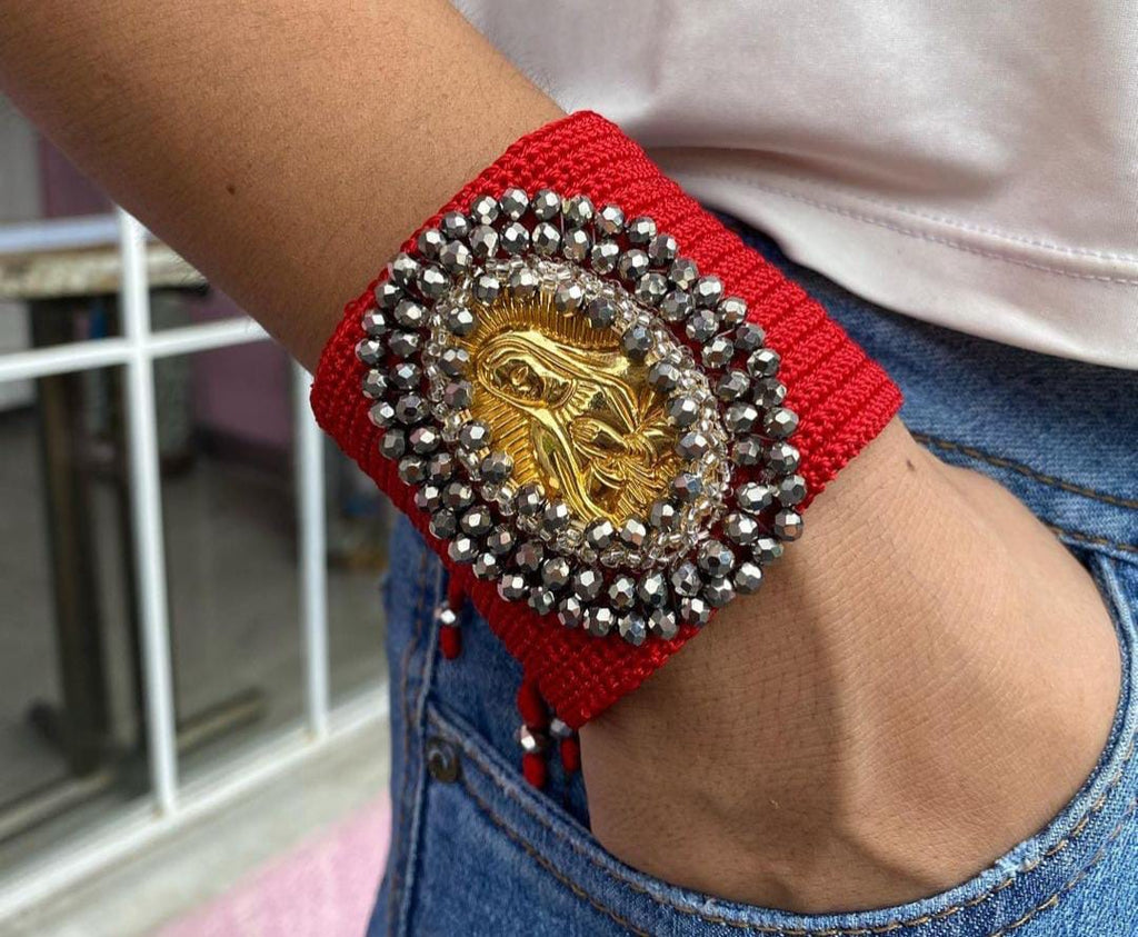 Adjustable Threaded handcrafted Our Lady of Guadalupe Bracelet