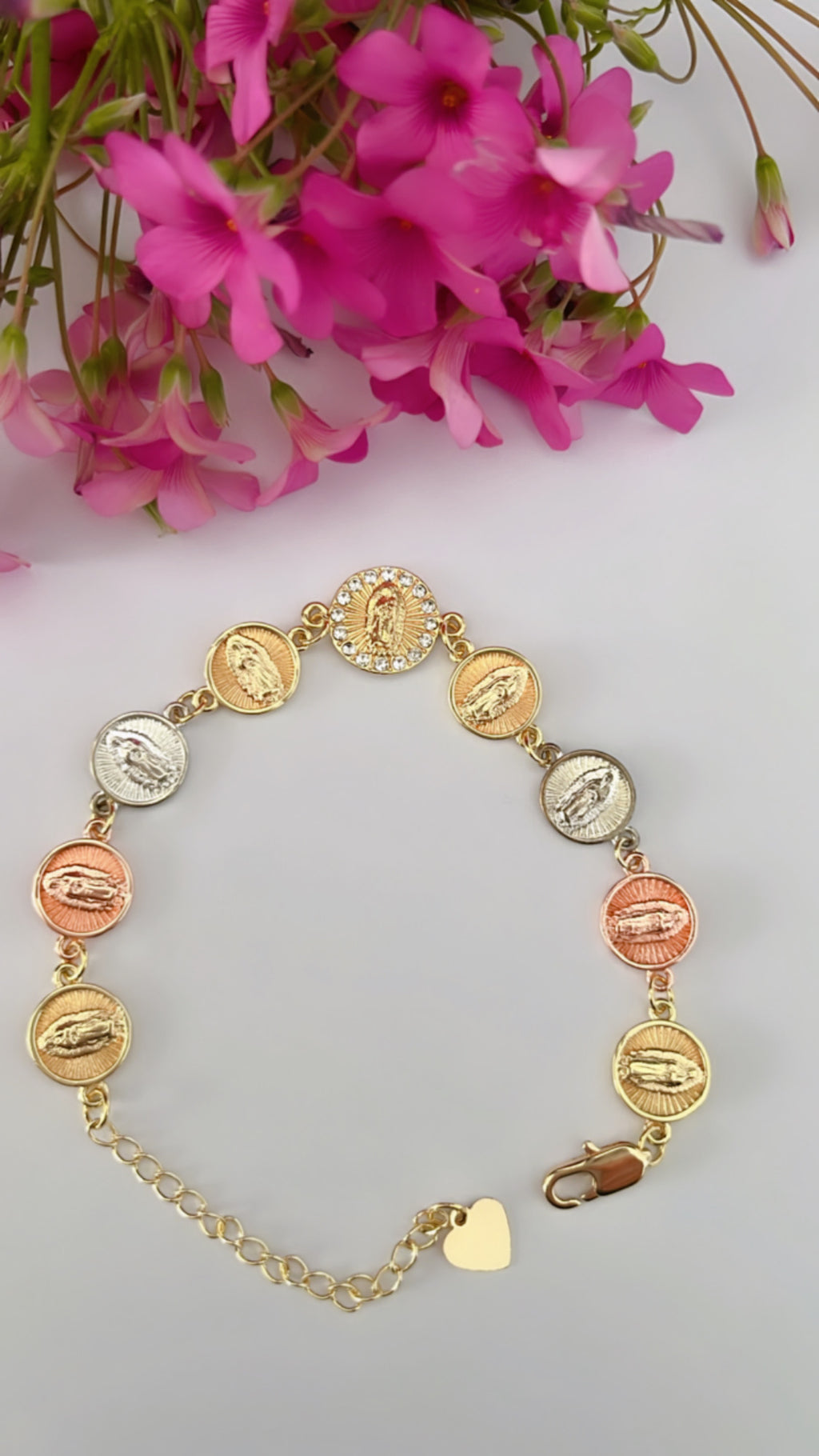 Our Lady of Guadalupe Medallion Tri Color Bracelet. May fit any wrist! (Regular Price)