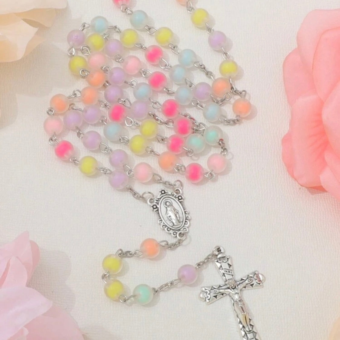 Miraculous Medal colorful 8mm Beads Rosary(This rosary is on back order only). Expect it to arrive within 2 weeks. Thank you for your patience.