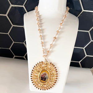 Our Lady of Guadalupe, Our Lady of Mount Carmel and Sacred Heart of Jesus Handcrafted Necklace