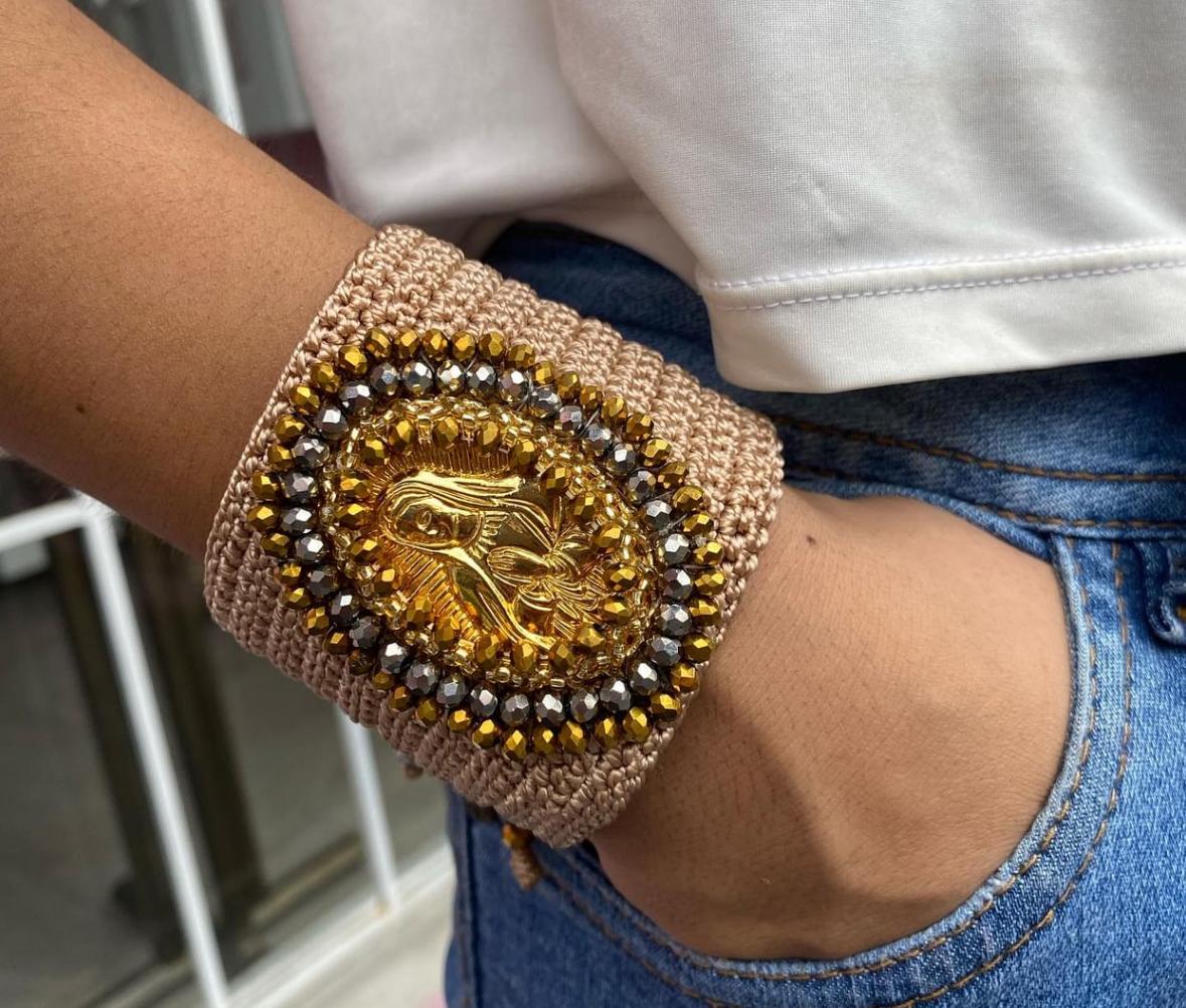 Adjustable Threaded handcrafted Our Lady of Guadalupe Bracelet