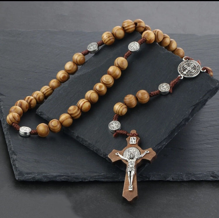 St. Benedict Rosary (Antique Wooden Beads)