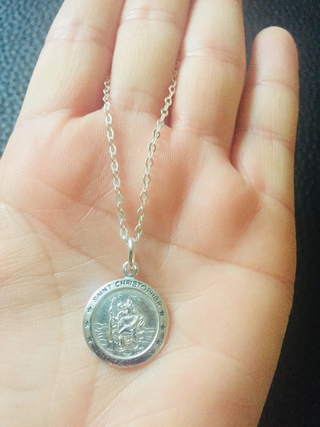 Sterling Silver St. Christopher Small Circle  Necklace