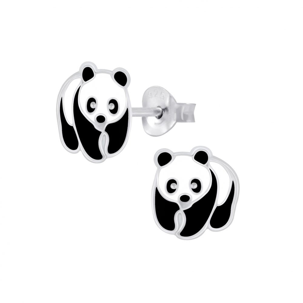 Silver Panda Stud Earrings