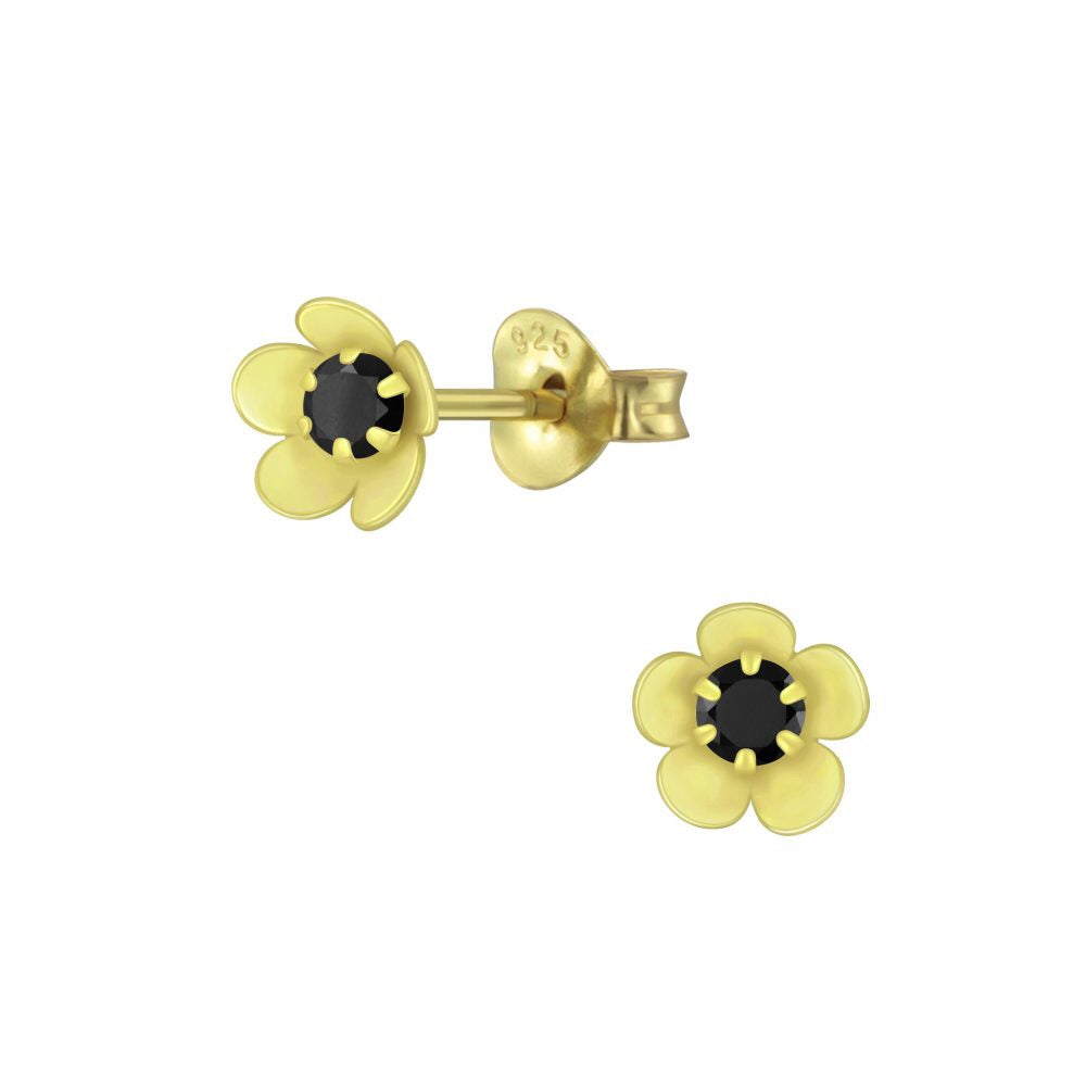 Silver Flower Cubic Zirconia Stud Earrings