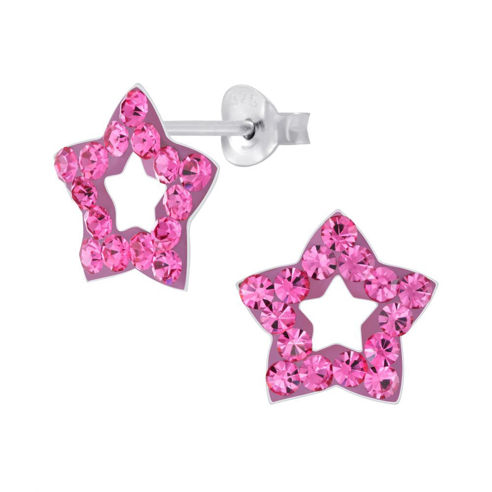 Silver Star Crystal Stud Earrings