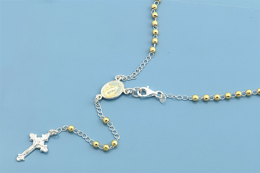 Italian Sterling Silver Rosary (Gold-Plated Beads)